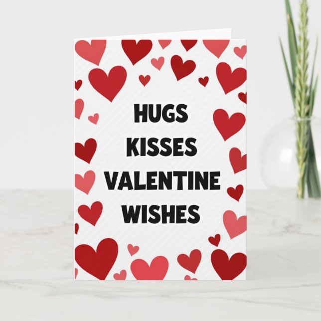 Valentinskort med hjärtliga kyssar kort (Framsida)