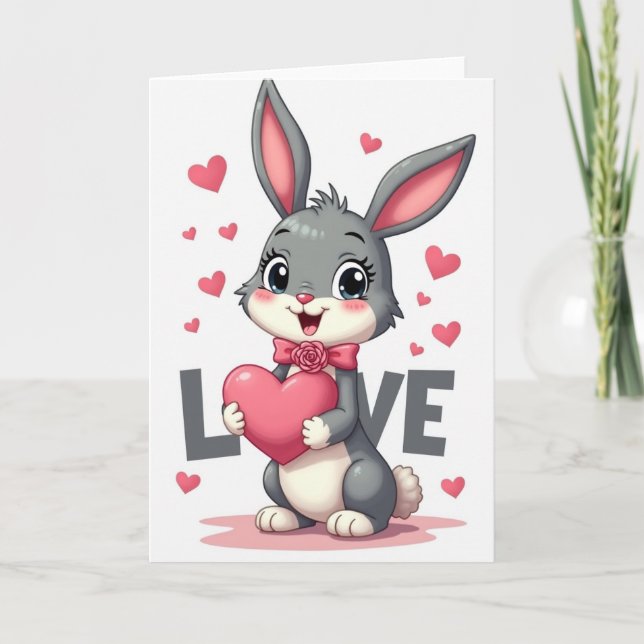 Valentinskort med söt kanin kort (Framsida)