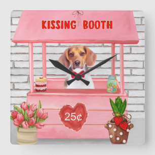 Valentinskysst booth med beagle hund fyrkantig klocka