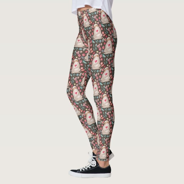 ValentinSlothmönster Leggings (Vänster)