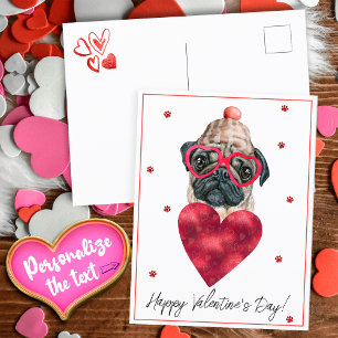Valentinspresent för hundälskare Mops Helg Vykort