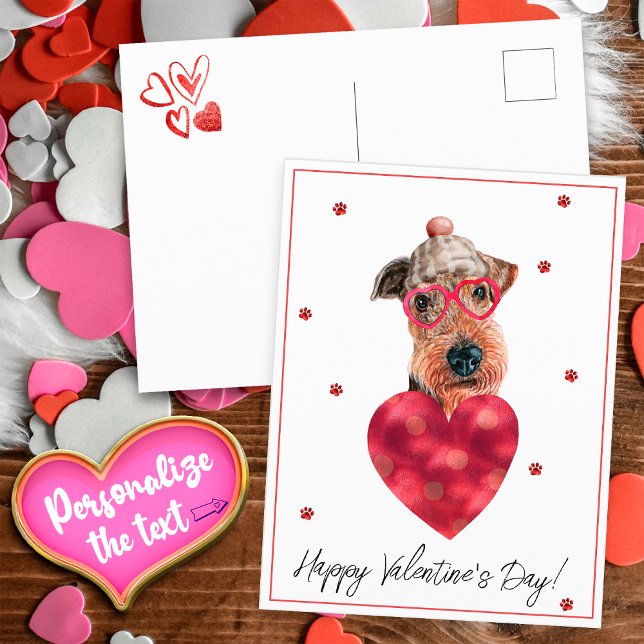Valentinspresent till hundälskare Airedaleterrier Vykort (Skapare uppladdad)
