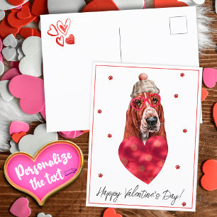 Valentinspresent till hundälskare Basset Hound Helg Vykort