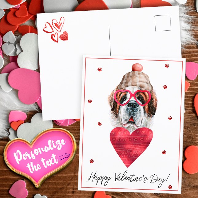 Valentinspresent till hundälskare Sankt Bernhard Helg Vykort (Skapare uppladdad)