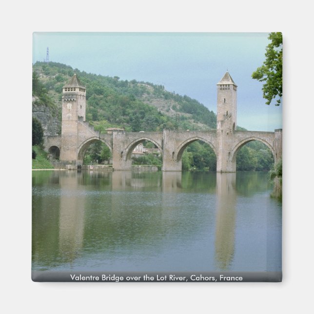 Valentre Bridge över Lot River, Cahors, Frankrike Magnet (Framsidan)