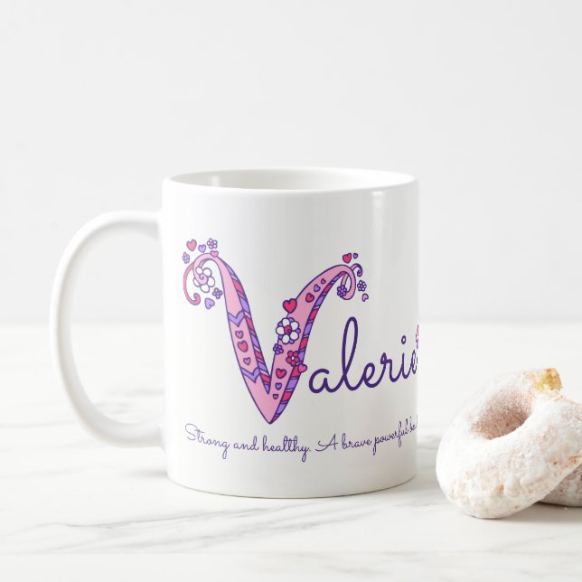 Valerie känd menande dekorativ V monogrammugg Kaffemugg (Med munk)