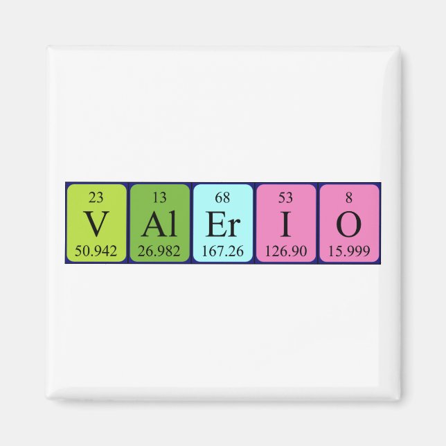 Valerio periodiskt bord namn magnet (Framsidan)