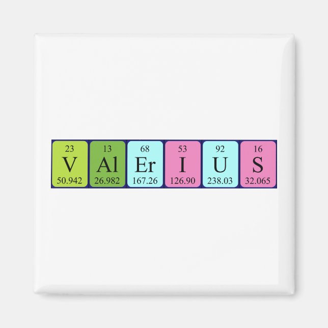 Valerius periodiskt återkommande magnet bord namn (Framsidan)