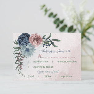 Valet av rosa dammiga blåblommor i grönt mjöl OSA kort