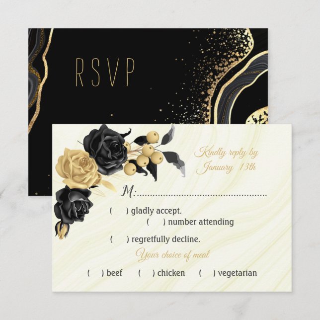 Valet av svart- och guld-blommor OSA kort (Fram/baksida)