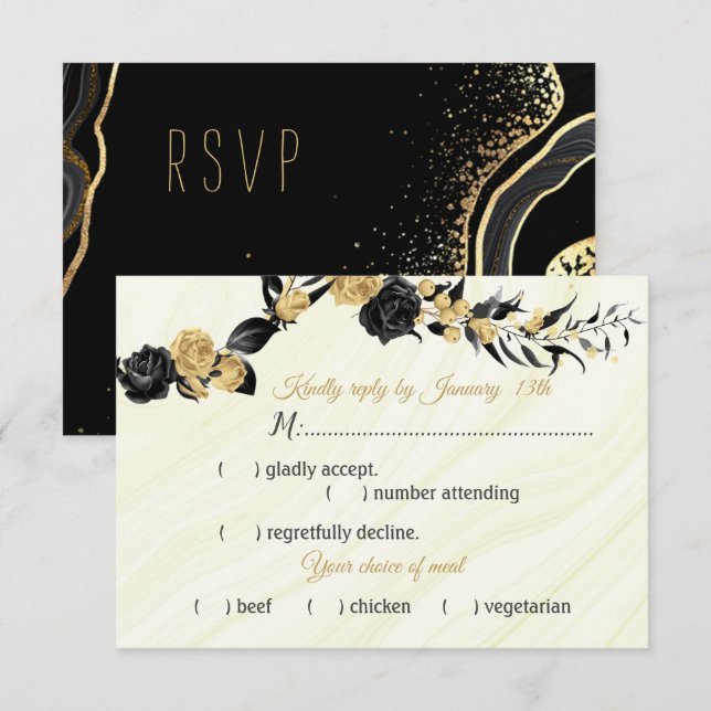 Valet av svart- och guld-blommor OSA kort (Fram/baksida)