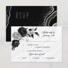 Valet av svart- och silver-blommor OSA kort