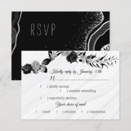 Valet av svart- och silver-blommor OSA kort