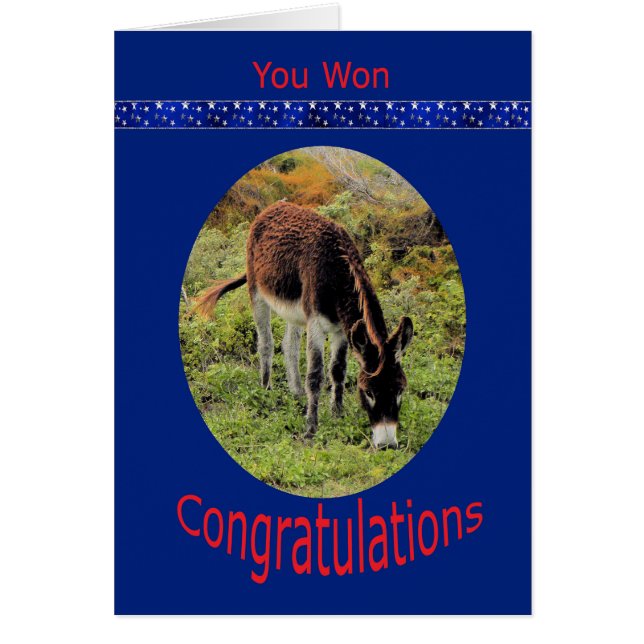 Valet av Win-Grattisar med Donkey Hälsningskort (Framsidan)