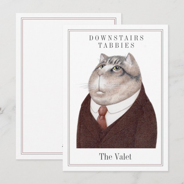 VALET CAT 4.5x6.25 - platta kort + text (Fram/baksida)