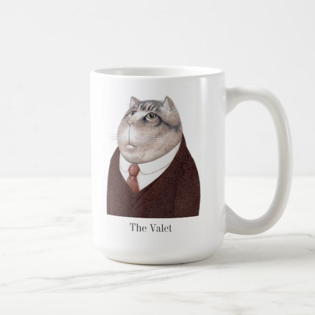 VALET CAT Tall White Mugg + Text (Höger)