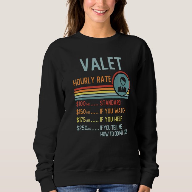Valet Hourly Rate T-Shirt Retro Job Title Premium (Framsida)