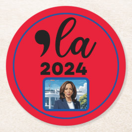 Valet Kamala Harris 2024 Lustigt antitrumpeter Underlägg Papper Rund