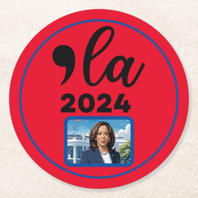 Valet Kamala Harris 2024 Lustigt antitrumpeter Underlägg Papper Rund (Framsidan)