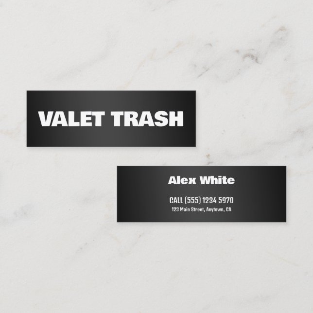 Valet Sopor Mini Visitkort (Fram/baksida)