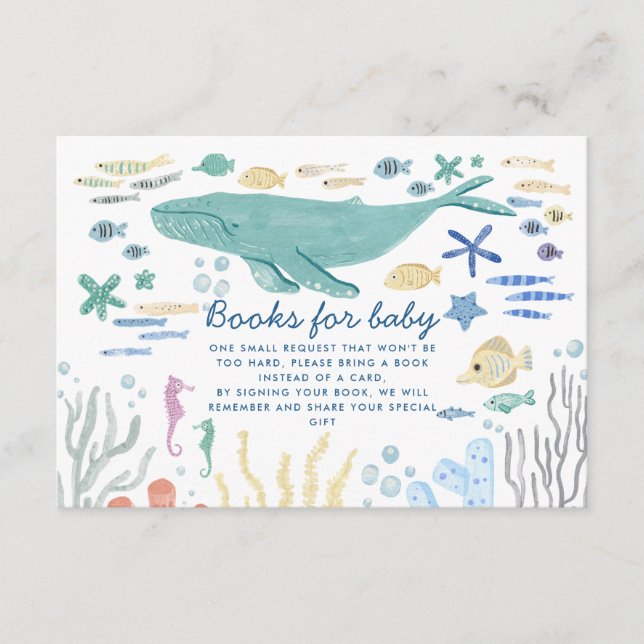 Valet under Sea Baby Shower Bokar för Baby Tilläggskort (Framsida)