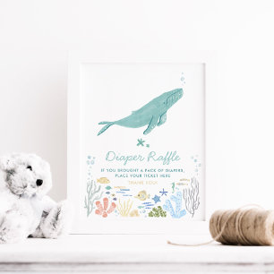 Valet under Sea Baby Shower Diaper Raffle Sign Poster