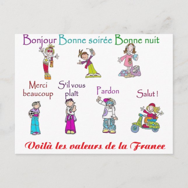 VALEURS DE LA FRANCE.png Vykort (Framsida)