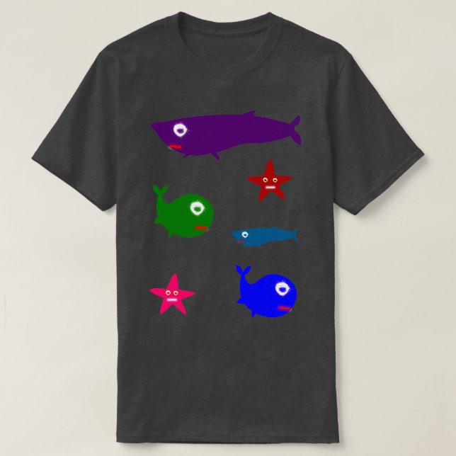 Valfångst och stjärnfisk t shirt (Design framsida)