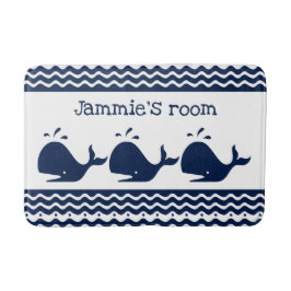 Valfångst och vinkar blå och vit Anpassningsbar Badrumsmatta