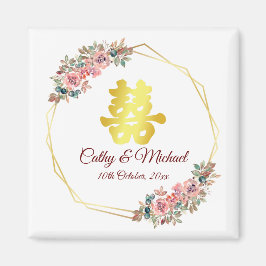 Välfärd för kinesisk bröllop dubbla blomkrans magnet