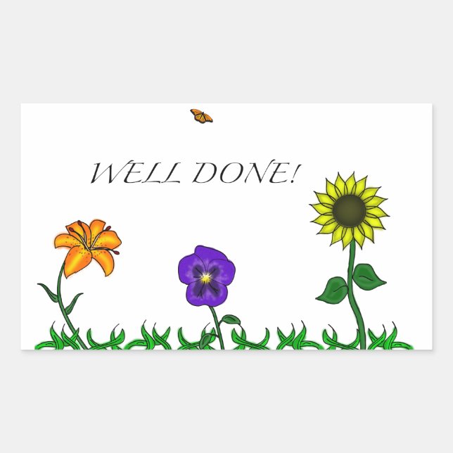 Välfärdigt blomsterdekal rektangulärt klistermärke (Framsida)