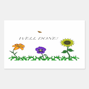 Välfärdigt blomsterdekal rektangulärt klistermärke