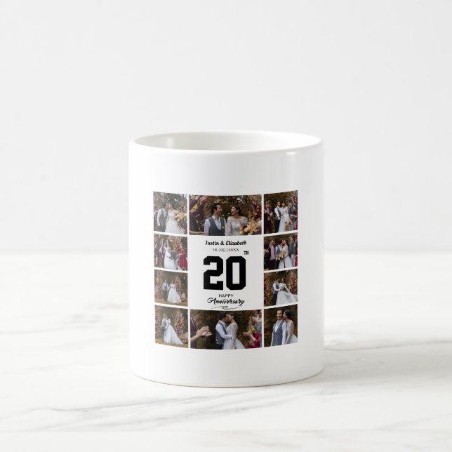 Valfri 10-årsdag för Lycklig-fotokollage Kaffemugg (Center)