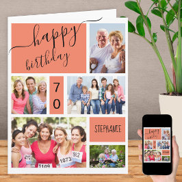Valfri ålder 5 Photo Collage Salmon Anpassningsbar Kort