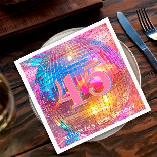 Valfri ålder Rosa glitter Anpassad Disco boll Föde Pappersservett