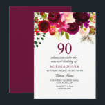Valfri åldersburgundisk Blommigt 90:e Födelsedagsf Inbjudningar<br><div class="desc">Burgundy Blommigt Boho 90:e Födelsedagsfest Inbjudan Matching-samling i Niche- och Nest-butiken. Boho chic burgundröd vit vattenfärgsfärgad blommigt Vackermålad vattenfärgsillustration med</div>