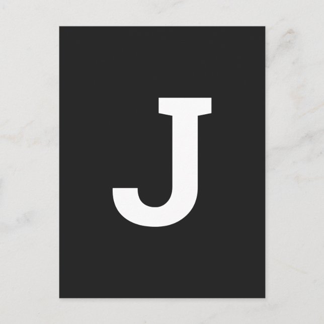 Valfri Brev Black | Modern Snyggt Alphabet Initial Vykort (Framsida)