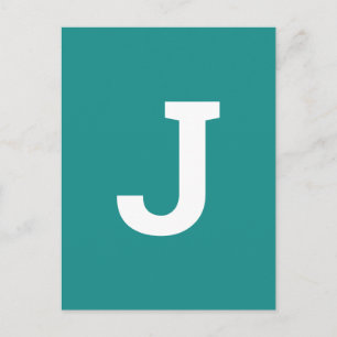 Valfri Brev Teal-Grönt Modern Alphabet Initial Vykort