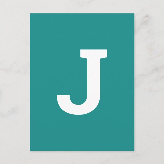 Valfri Brev Teal-Grönt | Modern Alphabet Initial Vykort (Framsida)
