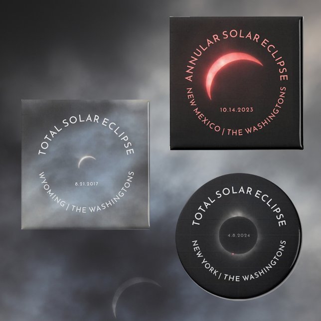 Valfri Eclipse Magnet Anpassad Text och Bilder (Eclipse Magnet: Total Annular Partial or Lunar Add Date Place and Optionally Photo)