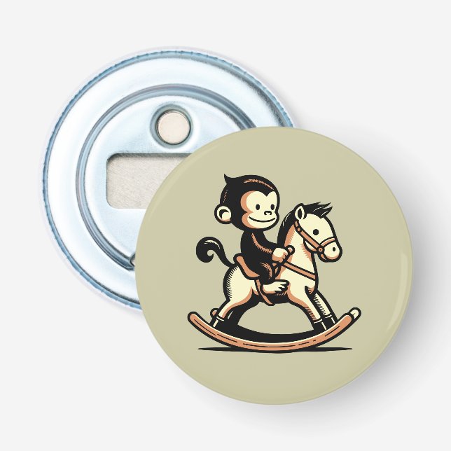 Valfri Färg-apa på Rocking Horse Flasköppnare (Framsidan)