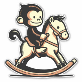 Valfri Färg-apa på Rocking Horse Klistermärken