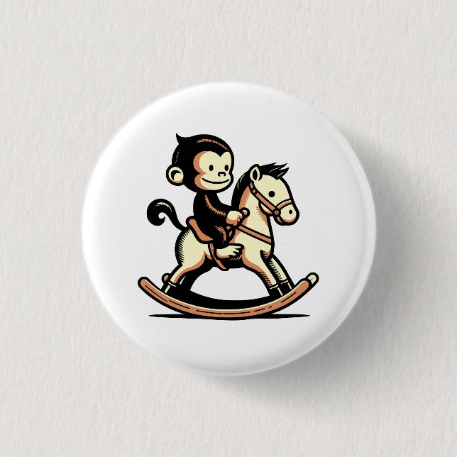 Valfri Färg-apa på Rocking Horse Knapp (Framsida)