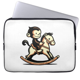 Valfri Färg-apa på Rocking Horse Laptop Fodral