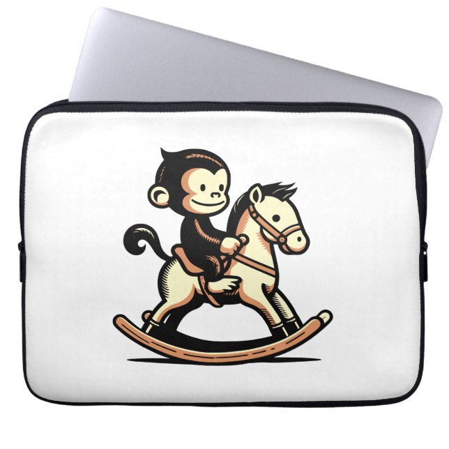 Valfri Färg-apa på Rocking Horse Laptop Fodral (Framsidan)