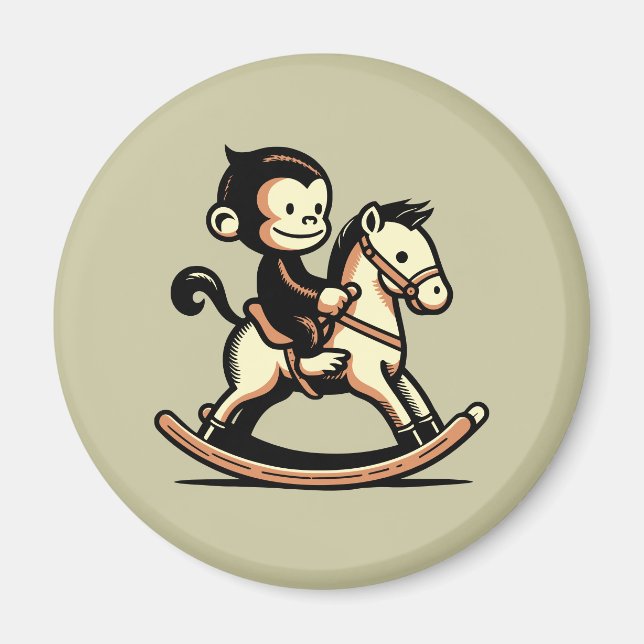 Valfri Färg-apa på Rocking Horse Magnet (Framsidan)
