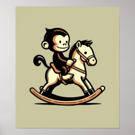Valfri Färg-apa på Rocking Horse Poster