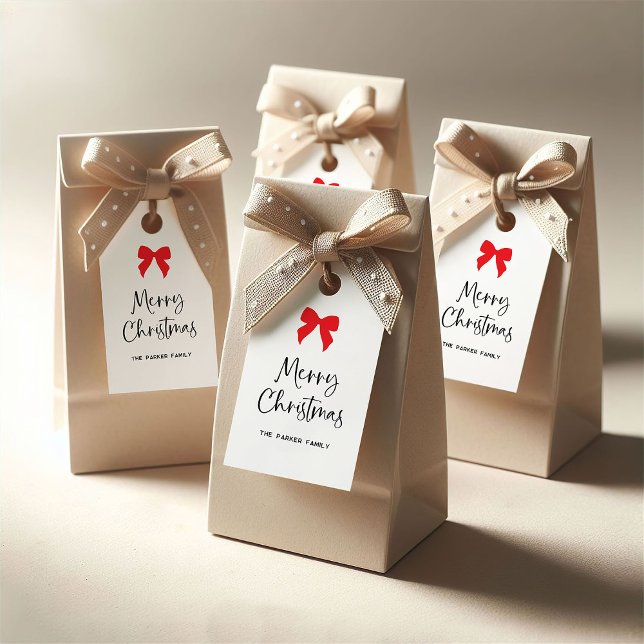Valfri Färg Bow | Chic Coquette God jul Presentetikett (Skapare uppladdad)