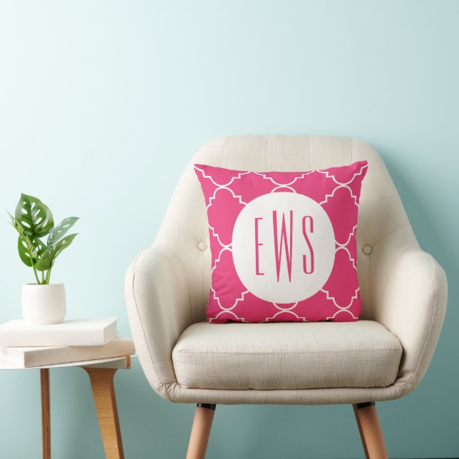 Valfri Färg-Chic Quatrefoil Monogrammed Dekorativ  Kudde (Stol)