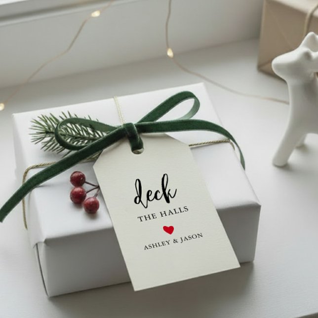 Valfri färg Heart Deck the Halls, minimalistisk mo Presentetikett (Skapare uppladdad)